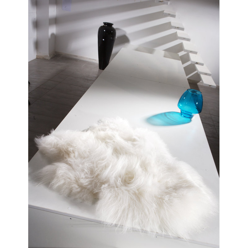Hansley Handmade Icelandic Sheepskin White Area Rug, Novelty 2' x 3' Duplicate