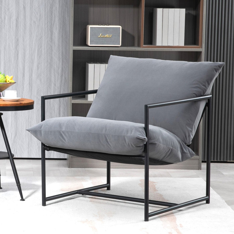 Fauteuil d'appoint élégant en velours moderne, Gris