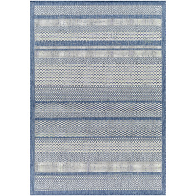Tapis intérieur / extérieur bleu en polypropylène tissé à la machine Bangaly