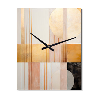 Horloge murale géométrique géométrique «Serenity In Pink Vintage Gold III»