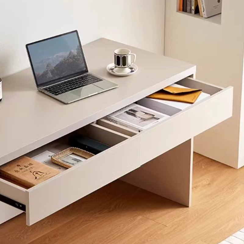 Bureau d'écriture à double tiroir Creamy, H 31,49 po x l 62,99 po x P 23,62 po