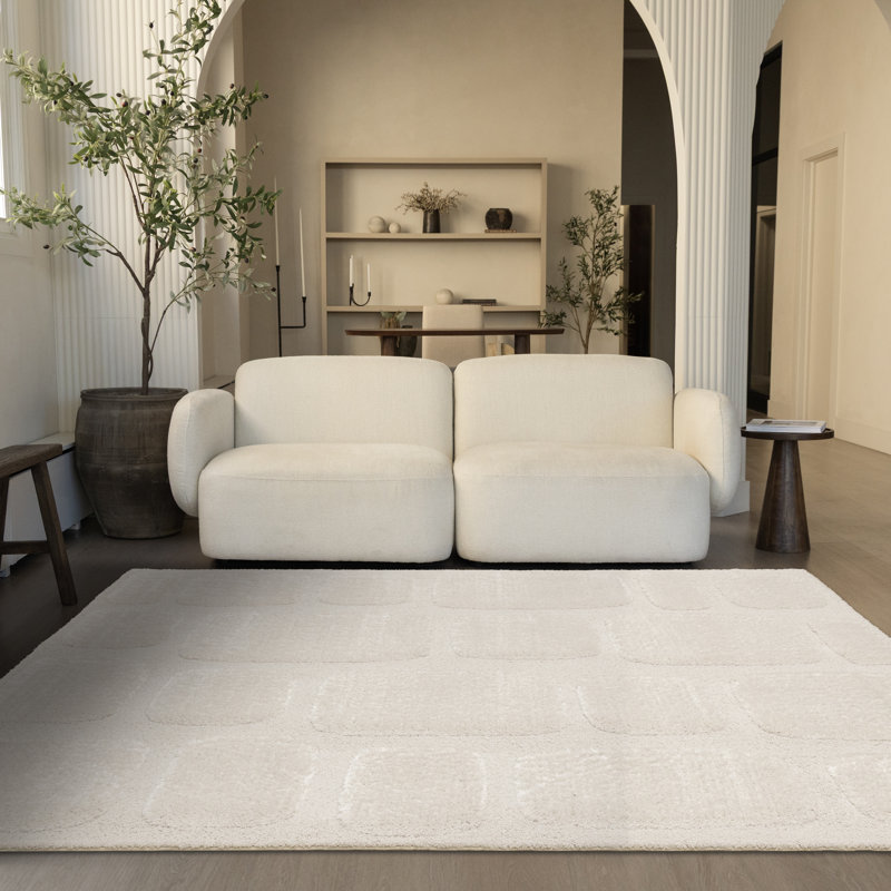 Tapis blanc luxueux luxueux, 7'10" x 11'2"