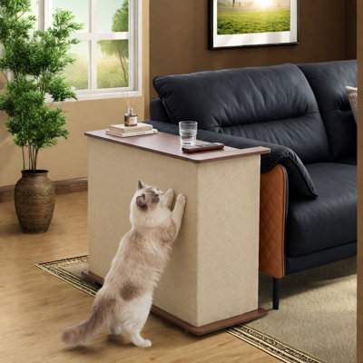 tout-en-un avec tables de bout à griffoir pour chat avec rangement, table d'appoint moderne en bois aggloméré