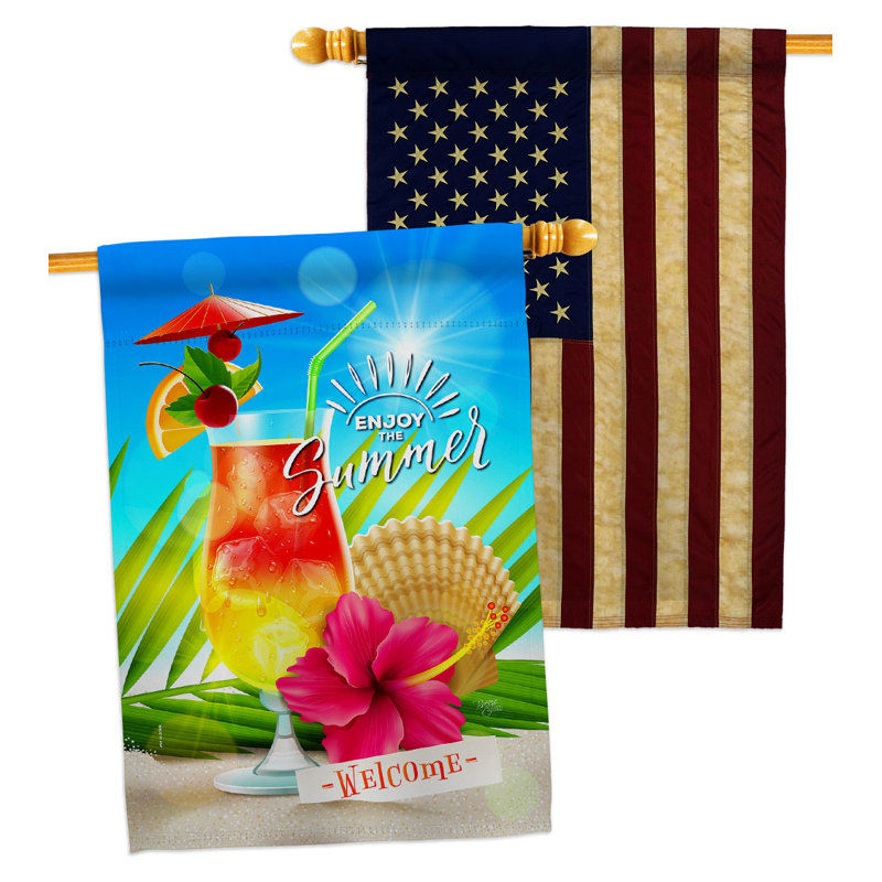 Drapeau de maison en polyester à 2 côtés Summer H 40 x l 28
