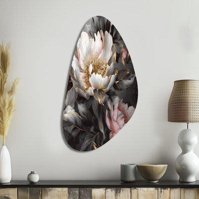 Burkhalter - Peonies Fall Shape Assymterical Metal Wall Art