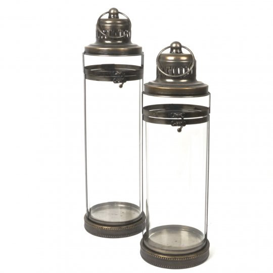 Set of 2 18.3 " Glass Lantern