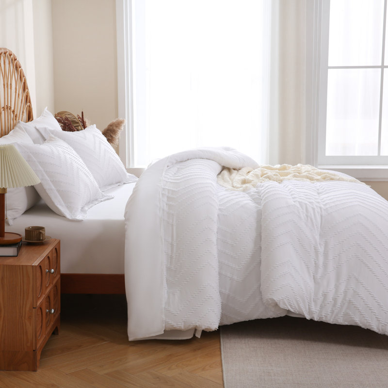 Ensemble d'édredon pour lit double drap et draps - Ensemble de literie pour lit double dans un sac à chevrons complet 7 pièces avec édredon, draps, taies d'oreiller et taies décoratives