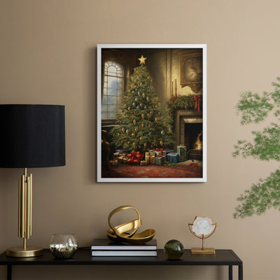«Christmas Holiday Art», reproduction encadrée en bois massif