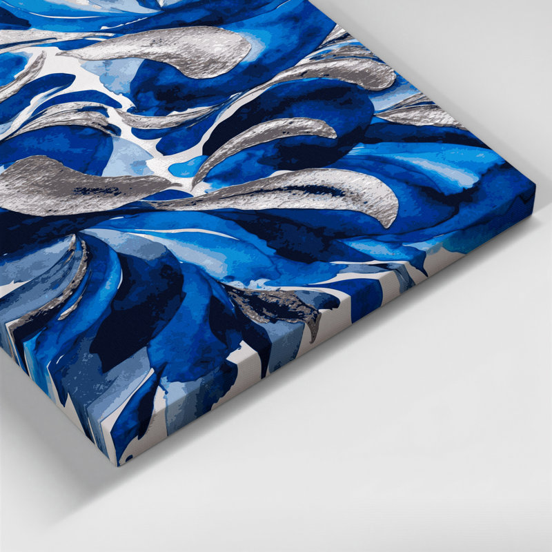 Abstrait aquarelle 13, art mural bleu sur toile, H 14 po x l 11 po