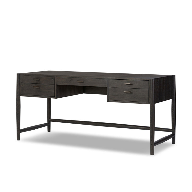 Glenview Solid Wood Writing Desk, Smoked Black Oak