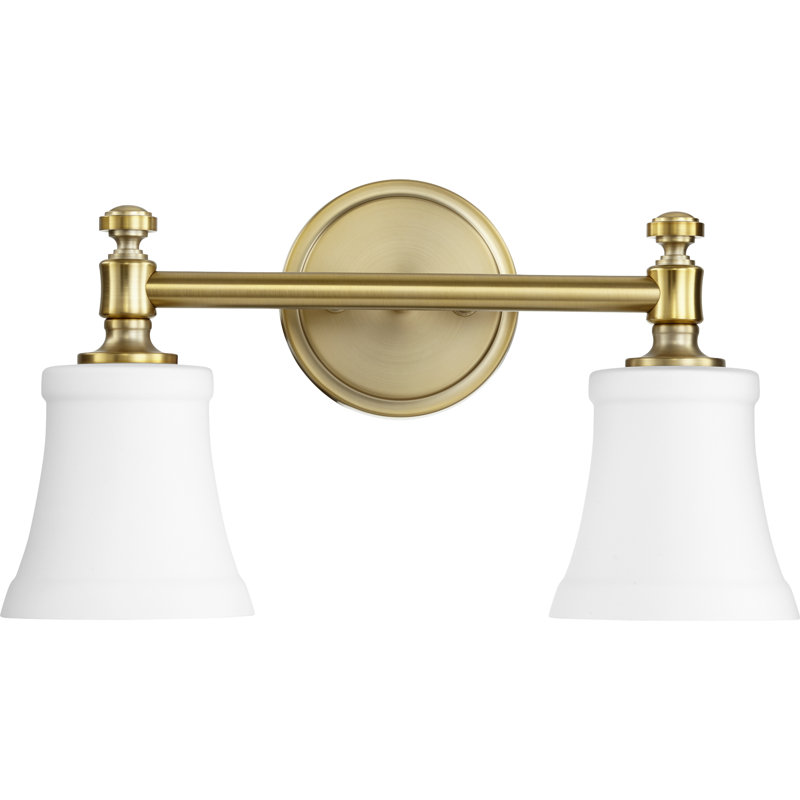 Éclairage pour salle de bain 2 lumières Therapia Opal, Laiton vieilli, Blanc