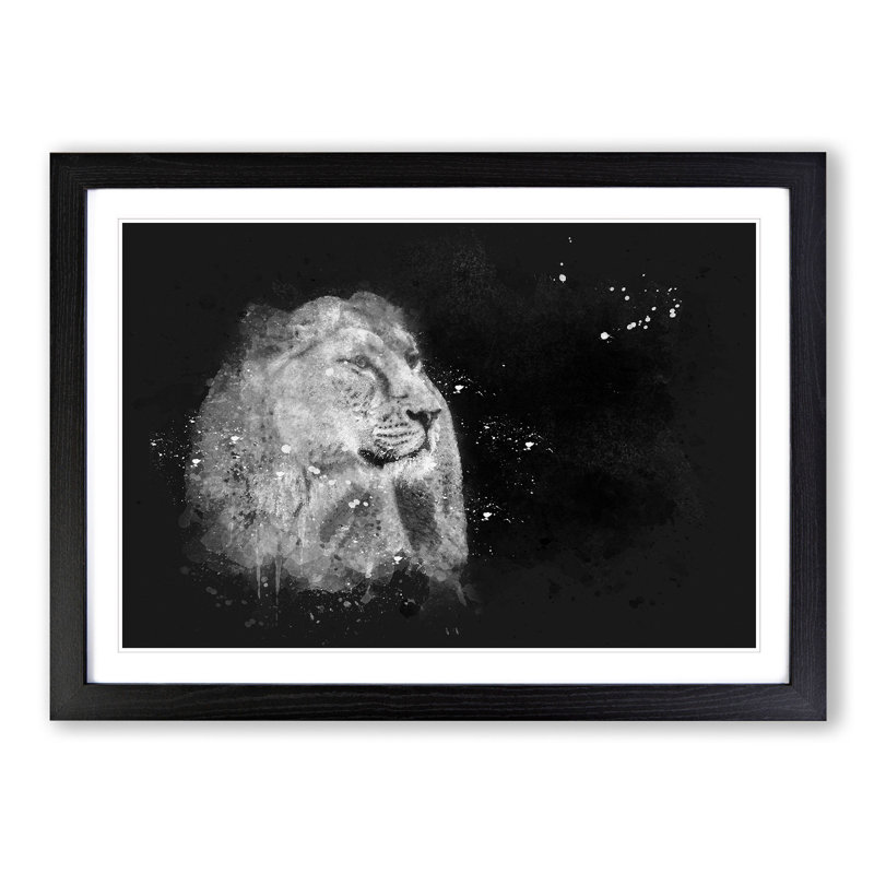 Wild Lioness - Picture Frame Graphic Art Print, Black Framed, 45cm H x 63cm W x 2cm D