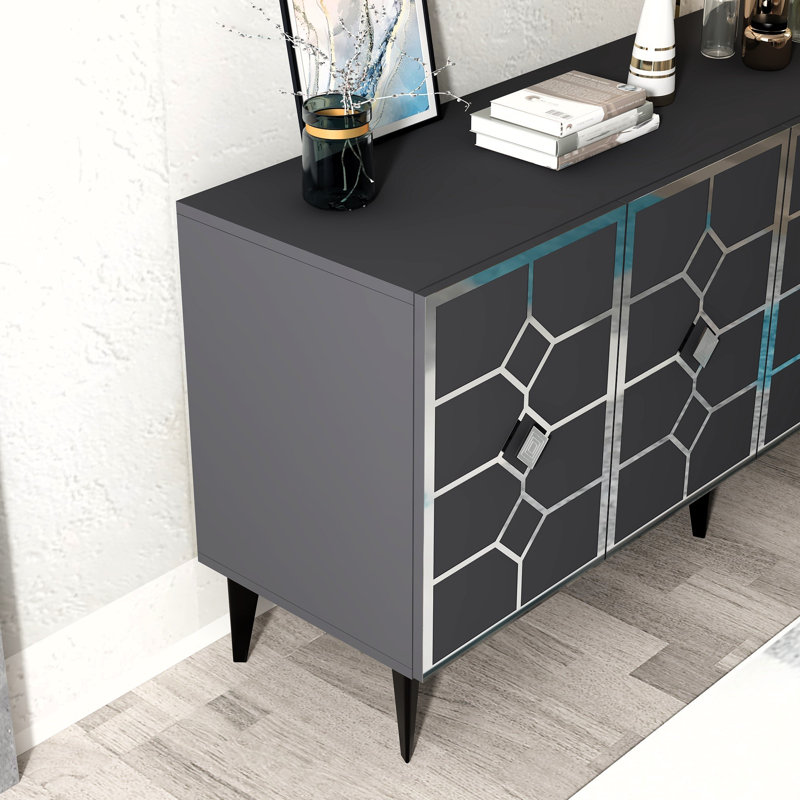 Minghui 150 cm W Console Table, Grey/Silver