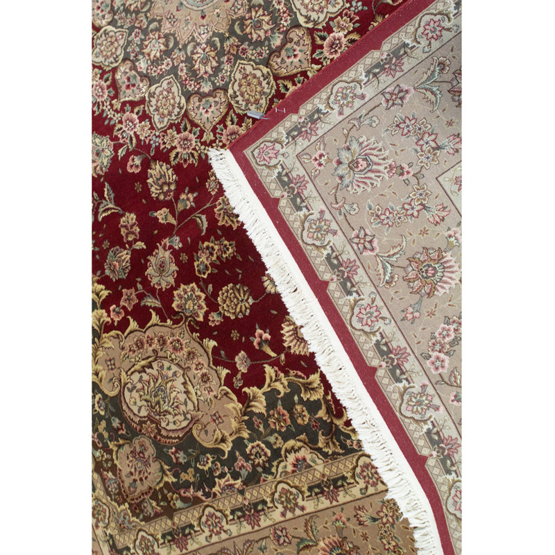 Tapis oriental en laine noué à la main en rouge / beige