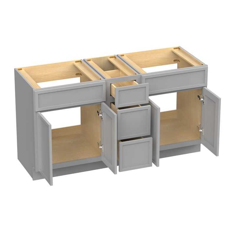 Base de meuble-lavabo double 60 po seulement, Gris