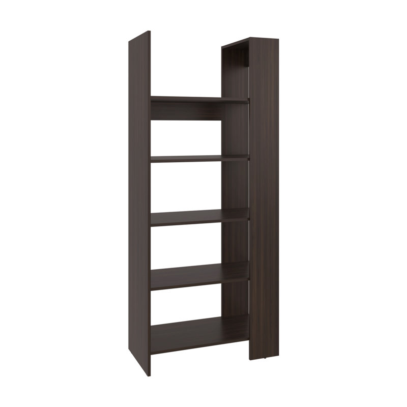 Bibliothèque, 5 tablettes, noyer foncé