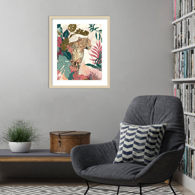 «Bright Tropics Leopard» par Fab Funky, impression sur bois encadrée