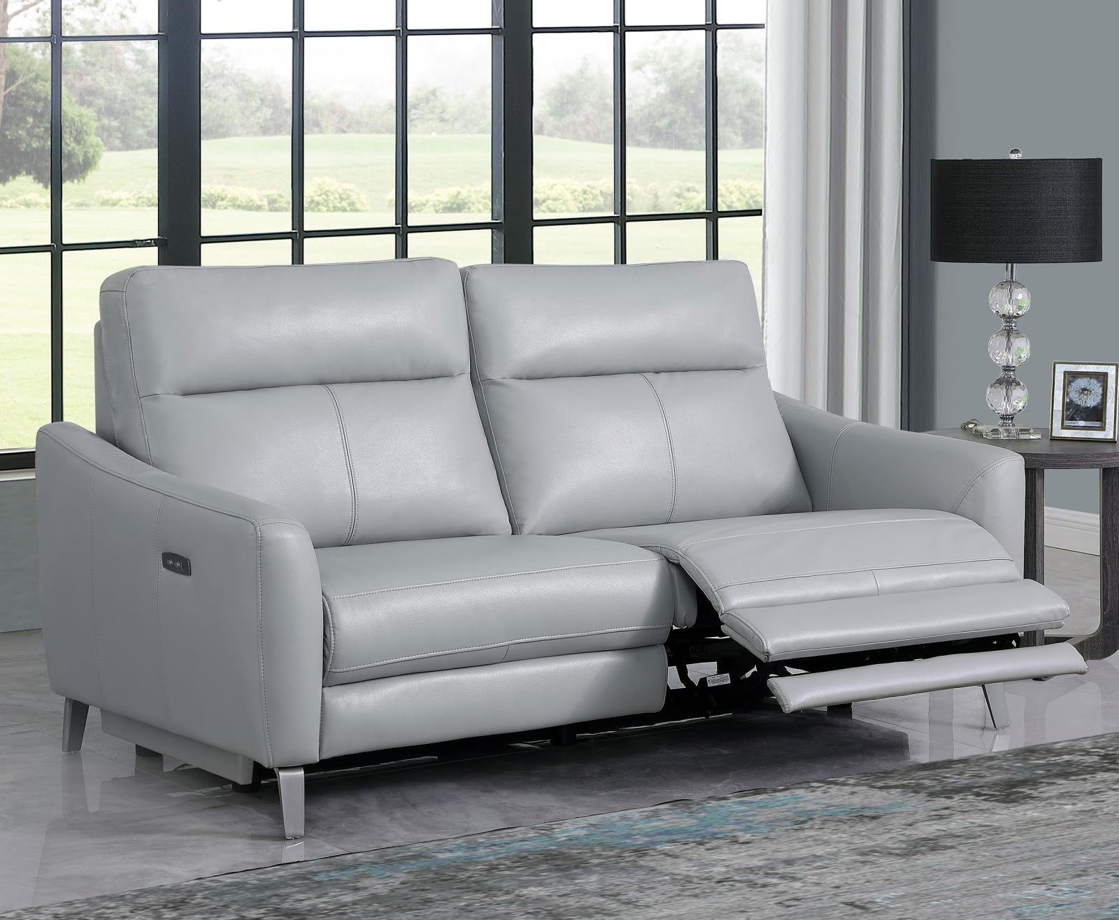 Timmons leather power reclining on sale sofa with power headrest