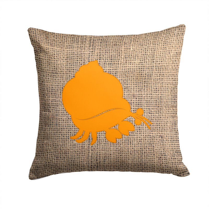 Coussin décoratif intérieur/extérieur hermit crab en toile jute, Orange, H 14 po x l 14 po x P 4 po