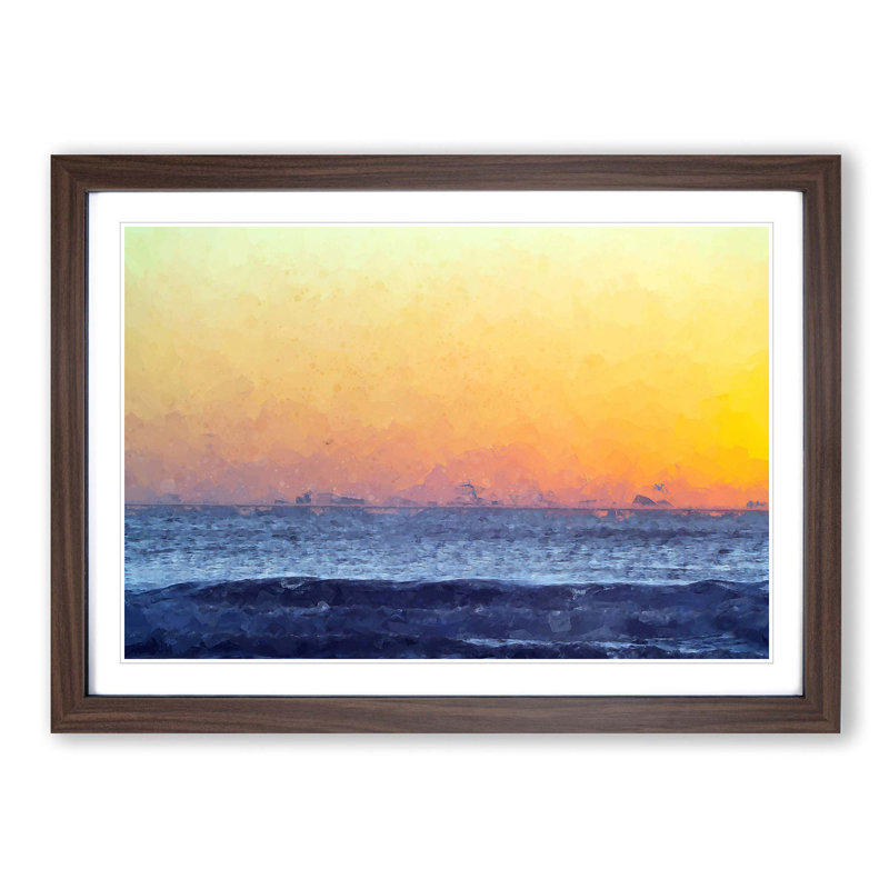 Orange Sunset - Picture Frame Graphic Art Print, 36cm H x 48cm W x 2cm D, Walnut Framed