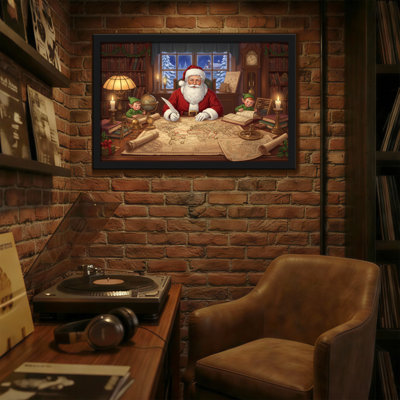 Christmas Santa Claus Map Workshop Elves Candlelight