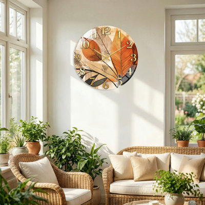 "Autumn Leaves", horloge murale en verre