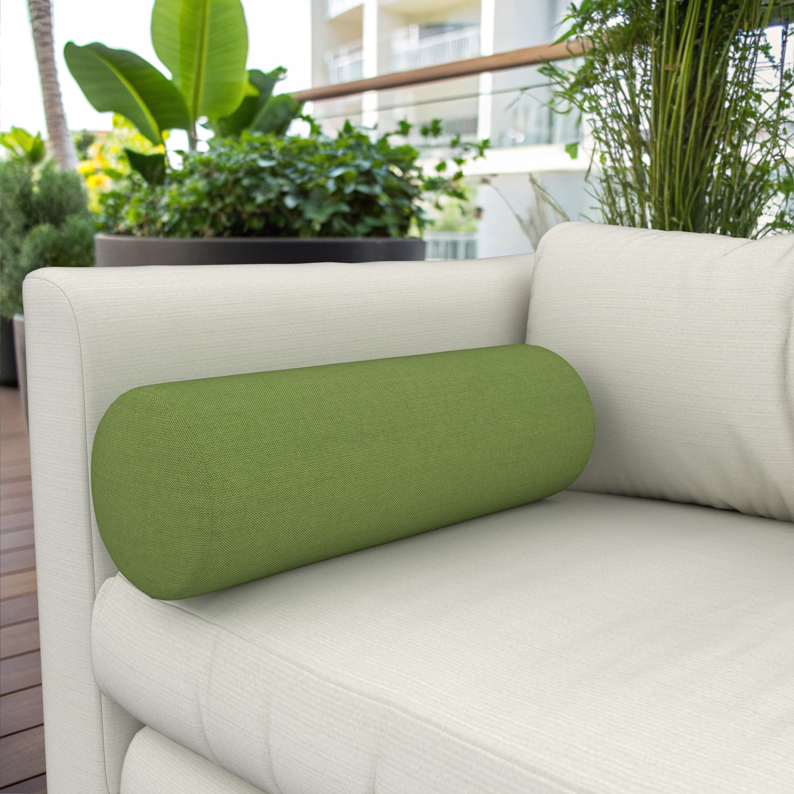 Amala Outdoor/Indoor Bolster Pillow, Spectrum Cilantro