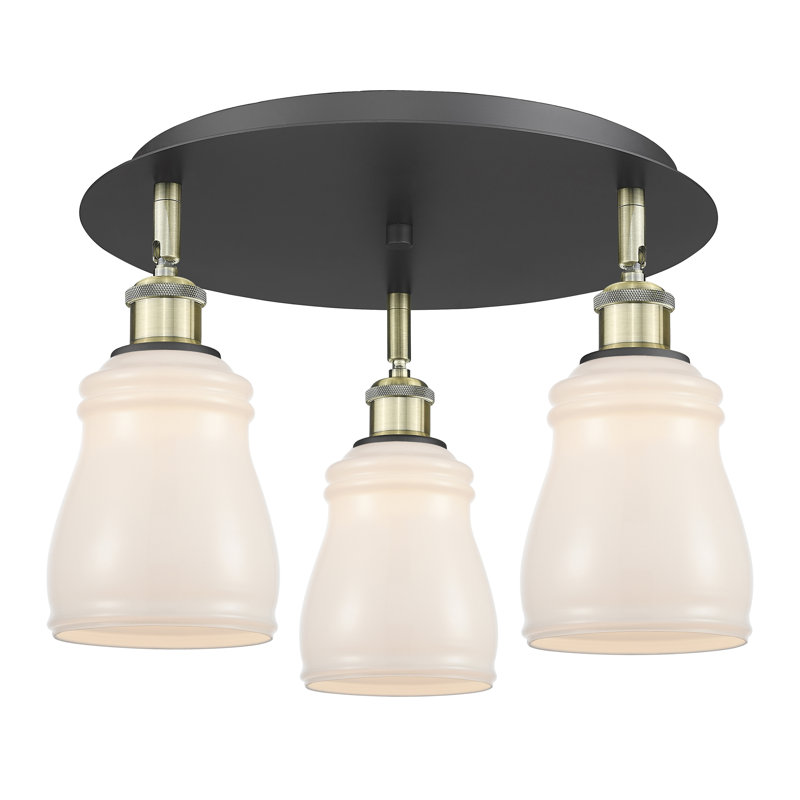 Bernaldino Glass Flush Mount, White, Black Antique Brass