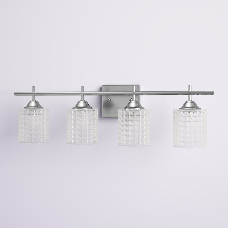 Éclairage de salle de bain à intensité variable à 4 lumières avec abat-jour en cristal Macalister, Chrome