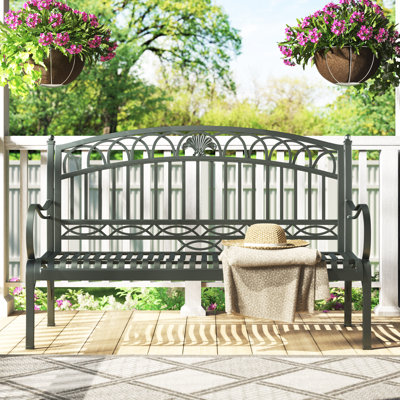 Anzum Iron 3-Seater Garden Bench by Lark Manor