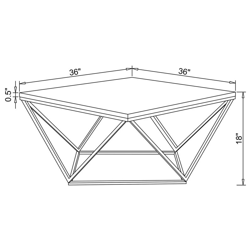 Table basse Akela, Doré, 16.5" H x 36" L x 36" W