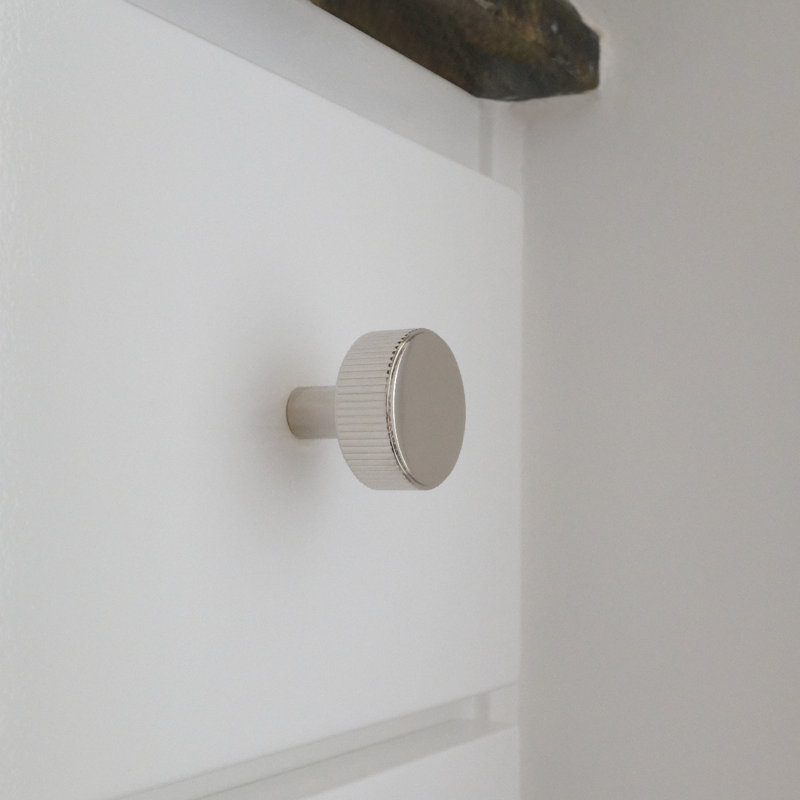 Ribbed Circle Knob, Polished Nickel