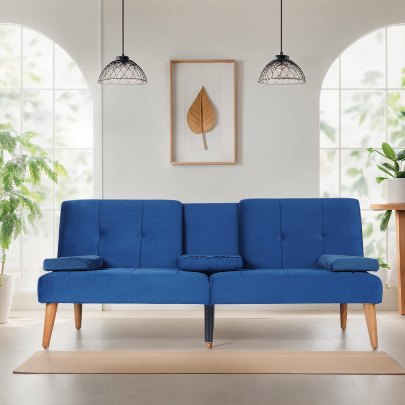 Krystel Fabric 65.35'' Reception Loveseat, Blue