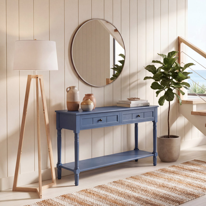 Console en bois massif 35,8 po Malmesbury, Bleu
