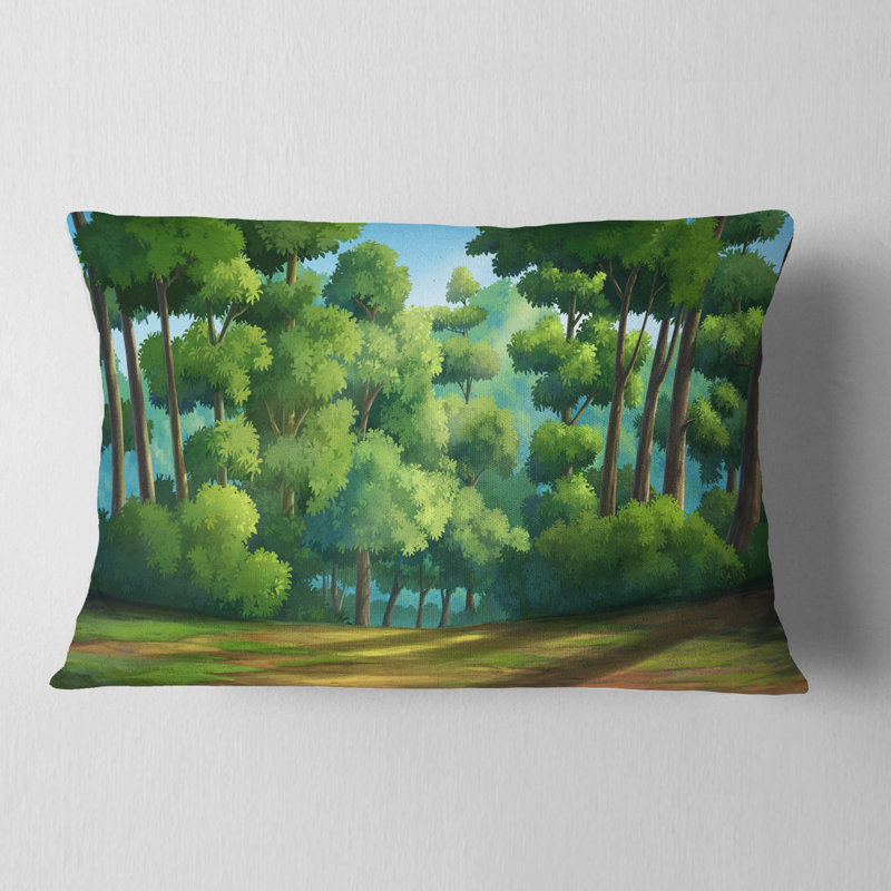 Coussin lombaire paysage jungle avec arbres denses