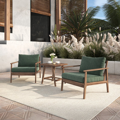 Ensemble d'extérieur 3 pièces en bois d'acacia massif avec 2 chaises et table de bout Lyon