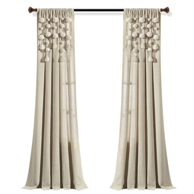 Cotton Blend Semi Sheer Curtain Single Panel