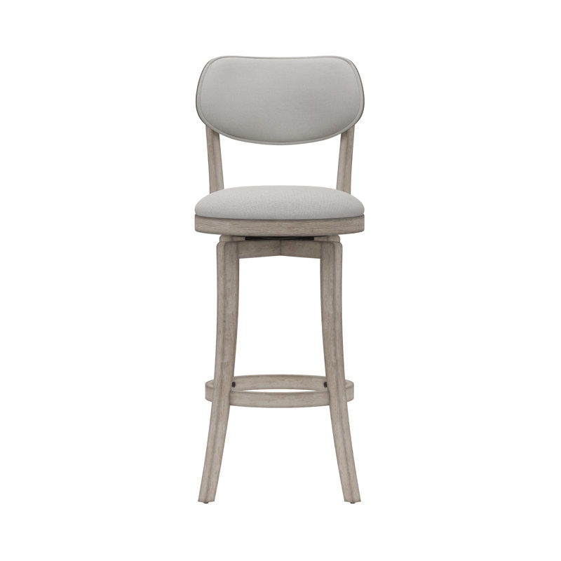Neriah Swivel Upholstered Counter Stool, Bar Stool (31.5" Seat Height), Aged Gray