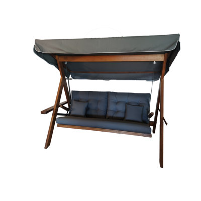 Chaniyah 3 Person Solid Wood Porch Swing with Stand