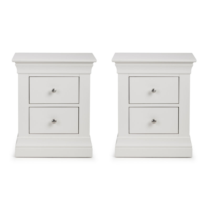 Dial 50cm W Solid Wood Bedside Table, White