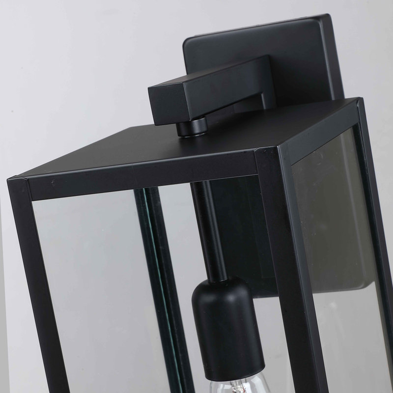 19.2 in. 1-Light Matte Black Hardwired Outdoor Wall Lantern Sconce