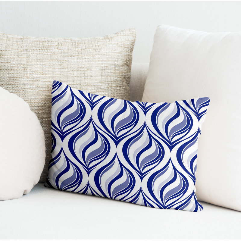 Polyester / Mélange de polyester Housse de coussin rectangulaire intérieure / extérieure lombaire et insert, Bleu marine