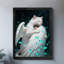 Art mural rétro noir, ange, chat blanc, embrassant un enfant, impressions sur toile de style rétro-529615604