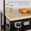Kitchen Island with Breakfast Bar, Kitchen Storage Rack with Storage Shelves, Glass Holders & Sturdy Wooden Breakfast Bar, Dining Bar Table for Living Room Cooking, Dining & Extra Storage, Without Chair