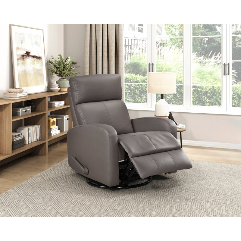 Fauteuil inclinable oscillant 1pc avec revêtement pivotant en cuir moka et meubles de salon, Moka