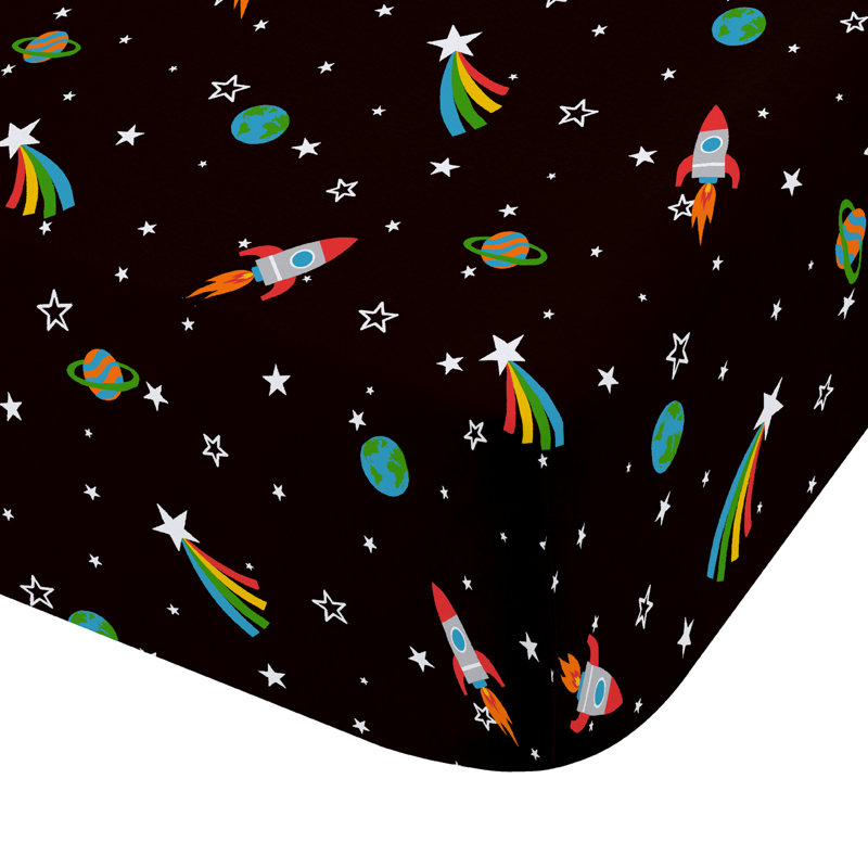 Rainbow Rockets Fitted Sheet, Double (4'6)