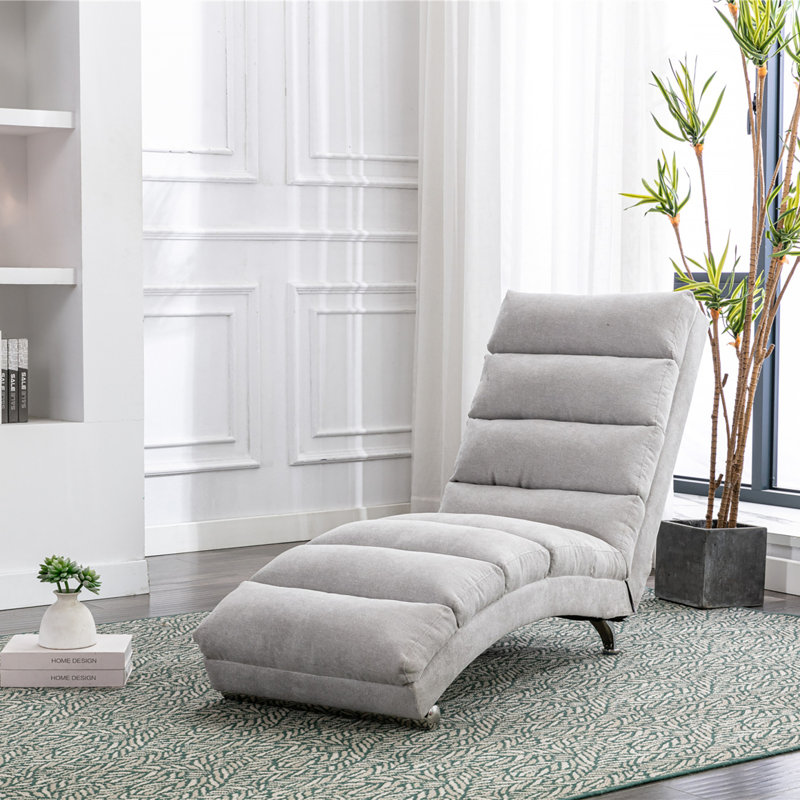 Modern Sofa Linen Chaise Lounge Indoor Chair, Long Lounger For Office Or Living Room, LIGHT Gray