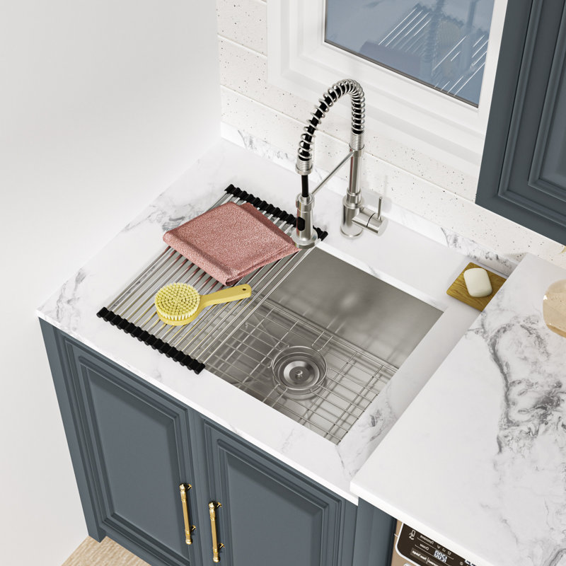 24" L x 18" W Undermount Laundry Sink Stainless Steel Utility sink Large Capacity Utility Sink Yard Sink, Stainless Steel