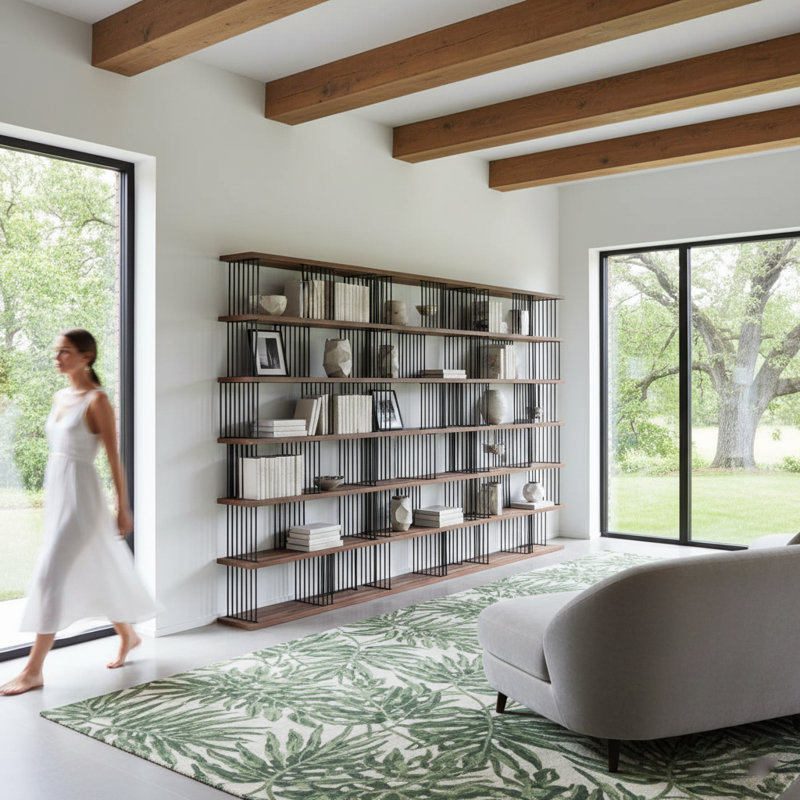 Noractur Iron Standard Bookcase, (6 Shelves) 86.2" H x 141" W x 11.8" D