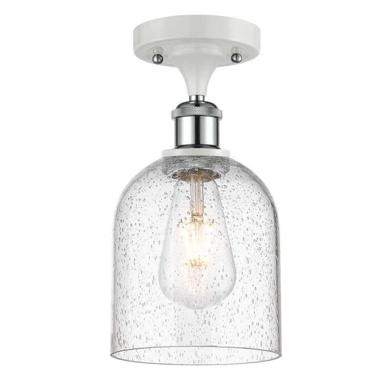 Ballston - Allysson - 1 Light 6" Semi-Flush Mount - Seedy Shade, White Polished Chrome